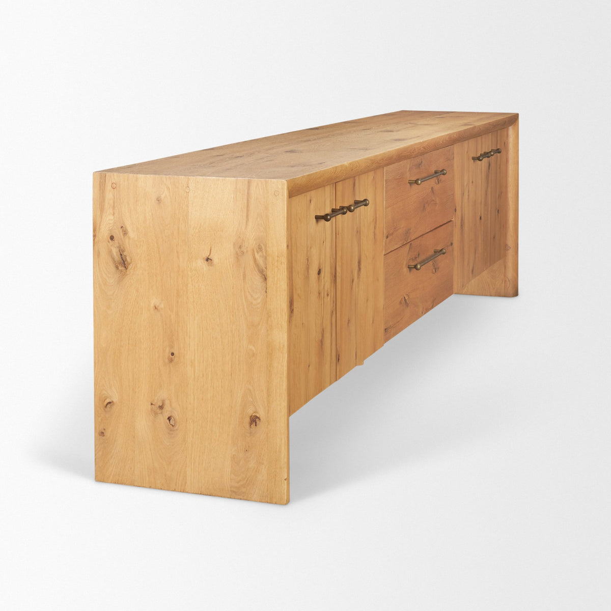 Belford Dark Brown Oak Wood Media Console-Media Consoles-DECOROLALA