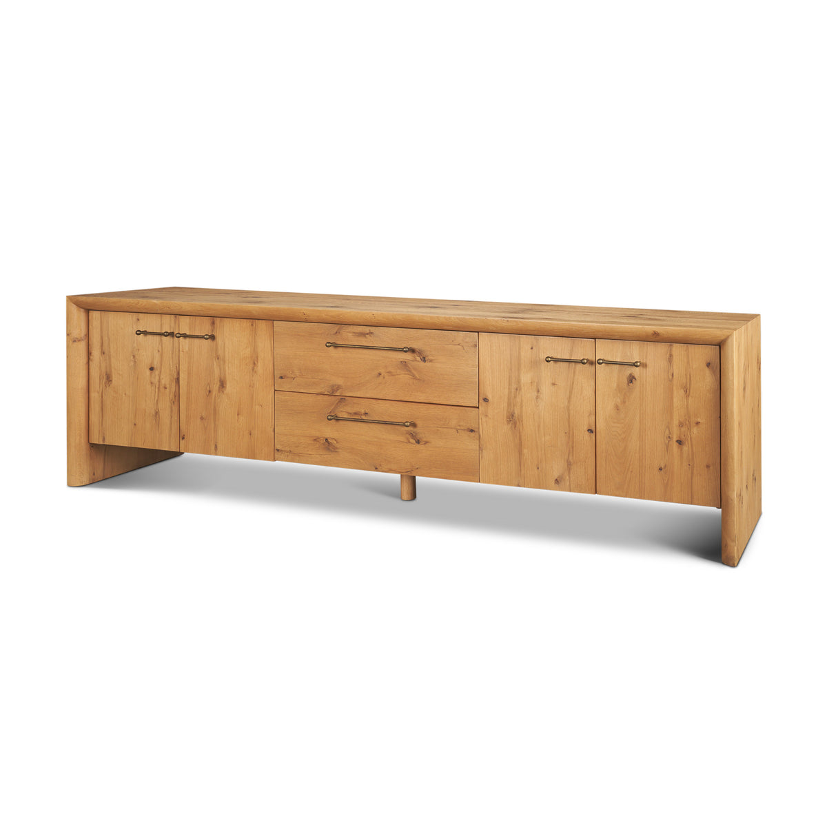 Belford Dark Brown Oak Wood Media Console-Media Consoles-DECOROLALA