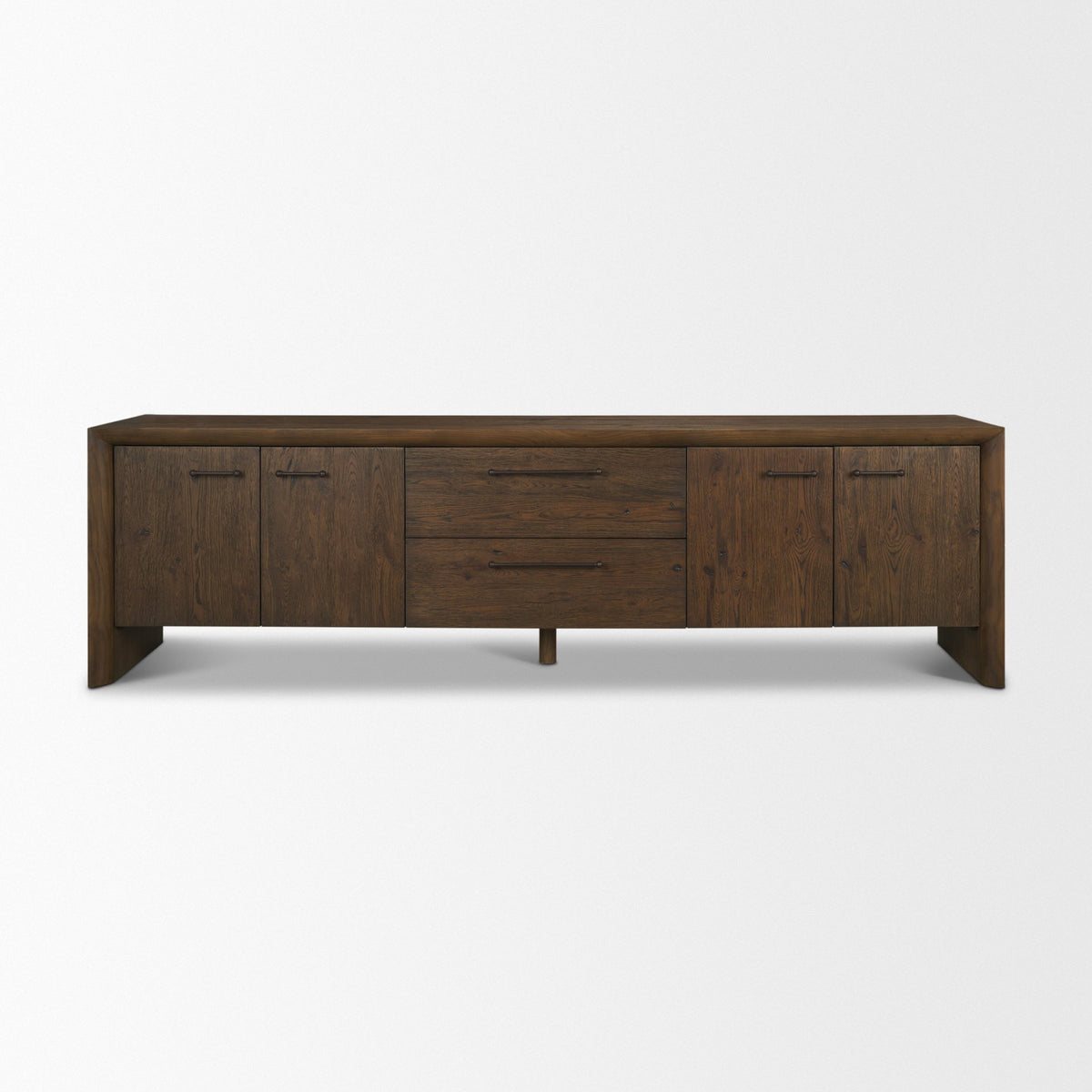 Belford Dark Brown Oak Wood Media Console-Media Consoles-DECOROLALA