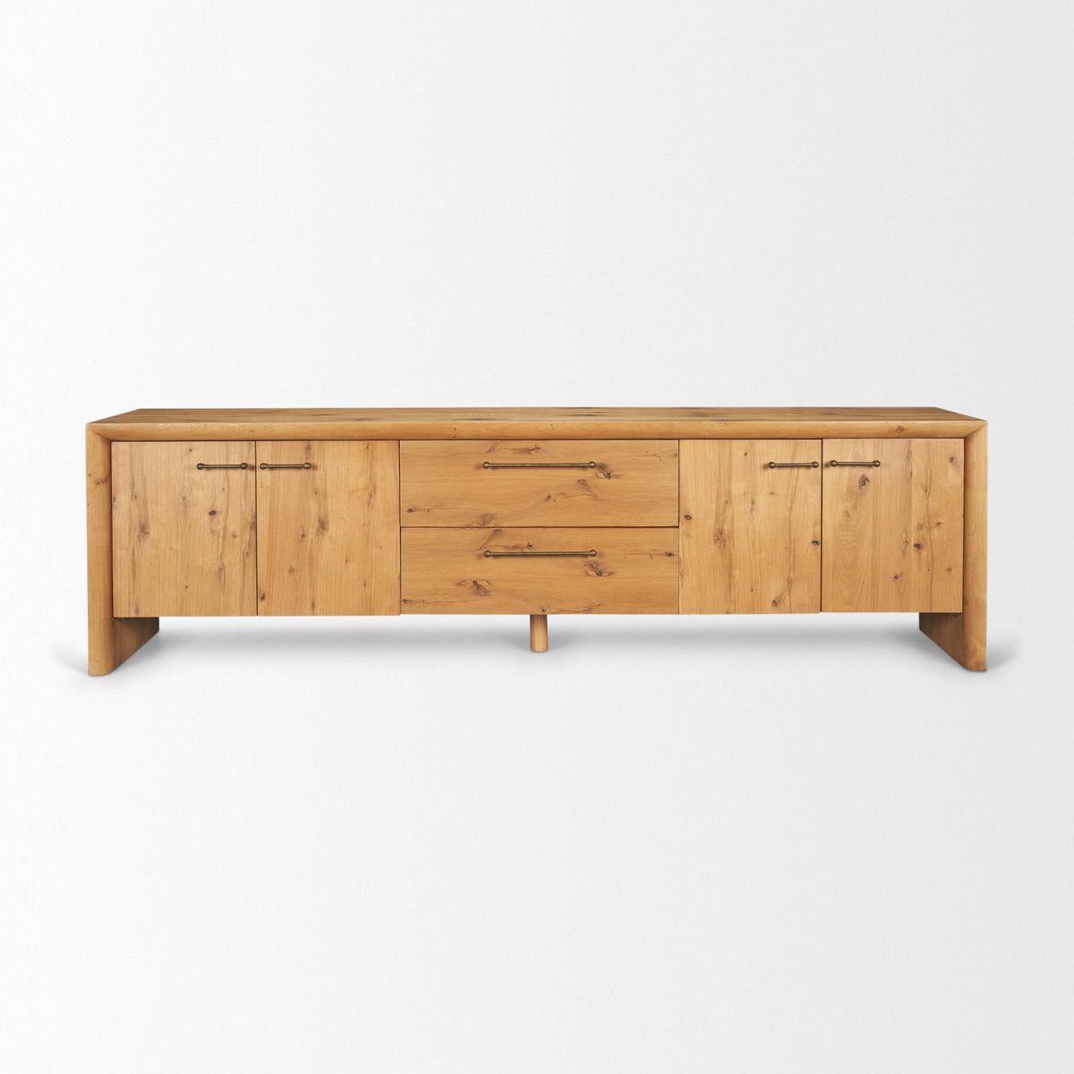 Belford Dark Brown Oak Wood Media Console-Media Consoles-DECOROLALA
