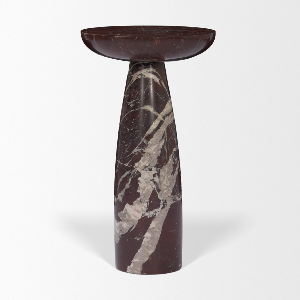 Bellancia Rosso Levanto Marble Pedastal Side Table-End and Side Tables-DECOROLALA