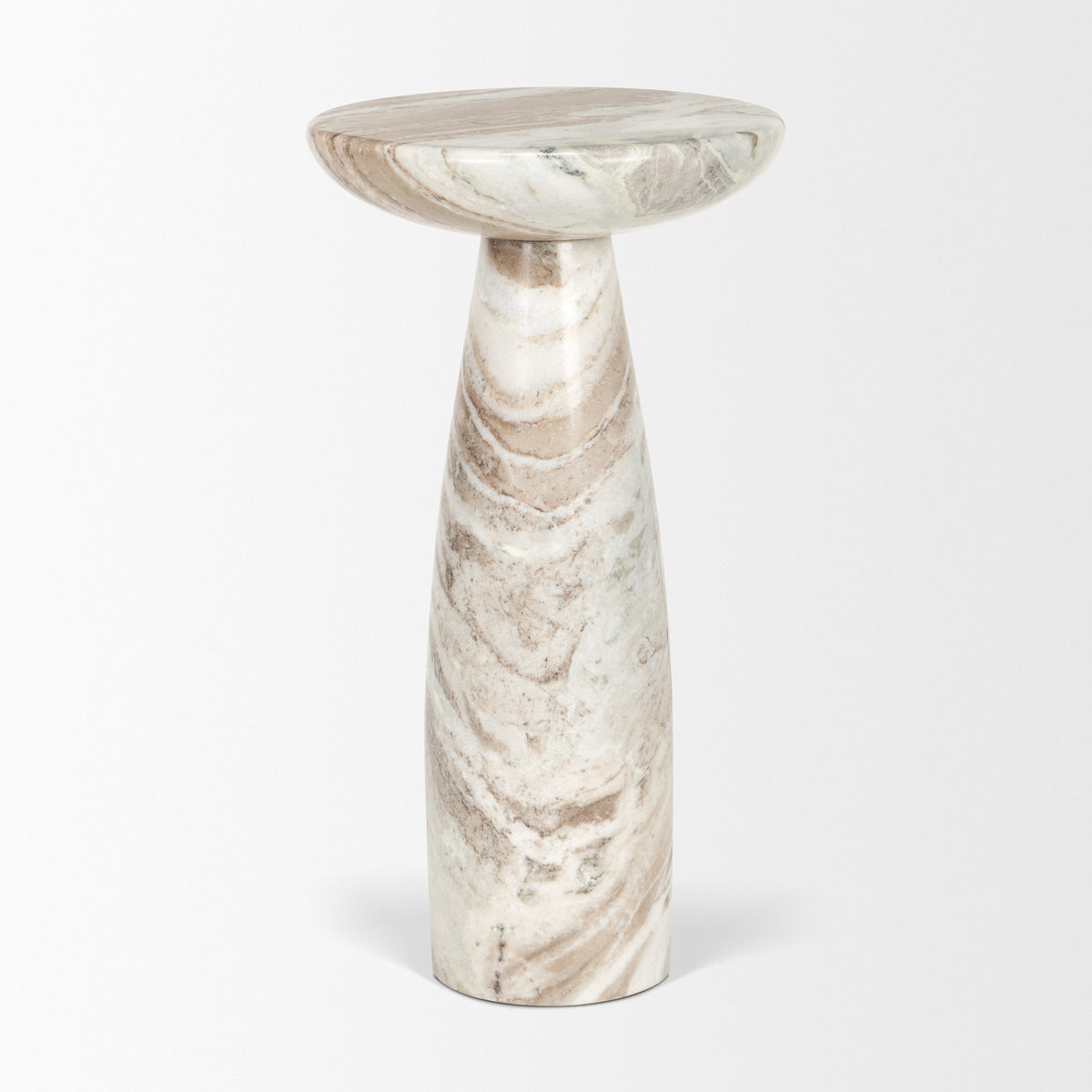 Bellancia Rosso Levanto Marble Pedastal Side Table-End and Side Tables-DECOROLALA