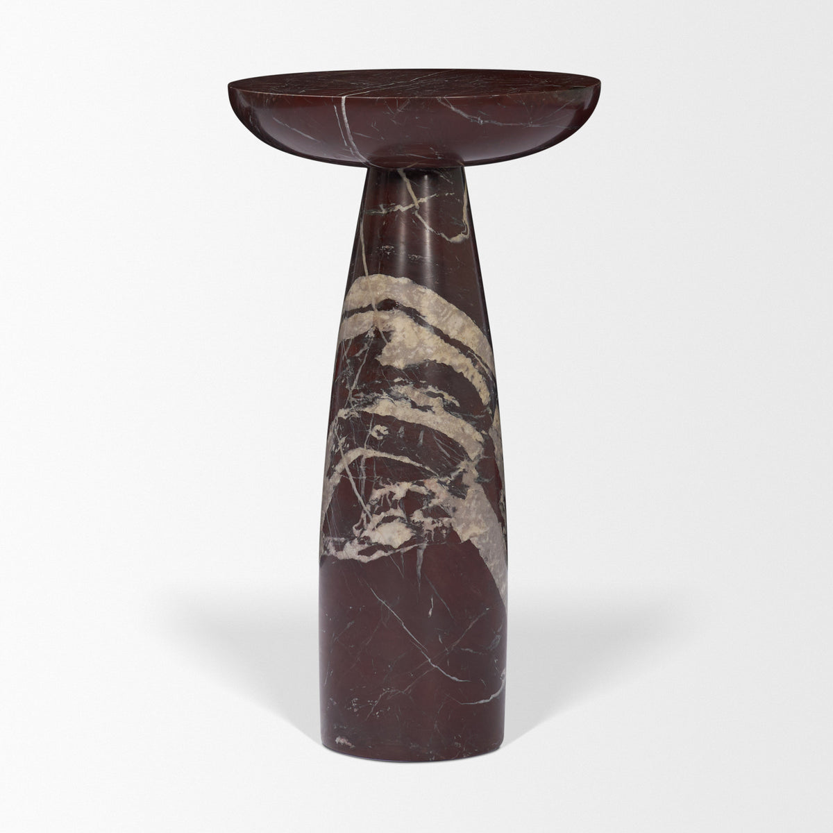 Bellancia Rosso Levanto Marble Pedastal Side Table-End and Side Tables-DECOROLALA