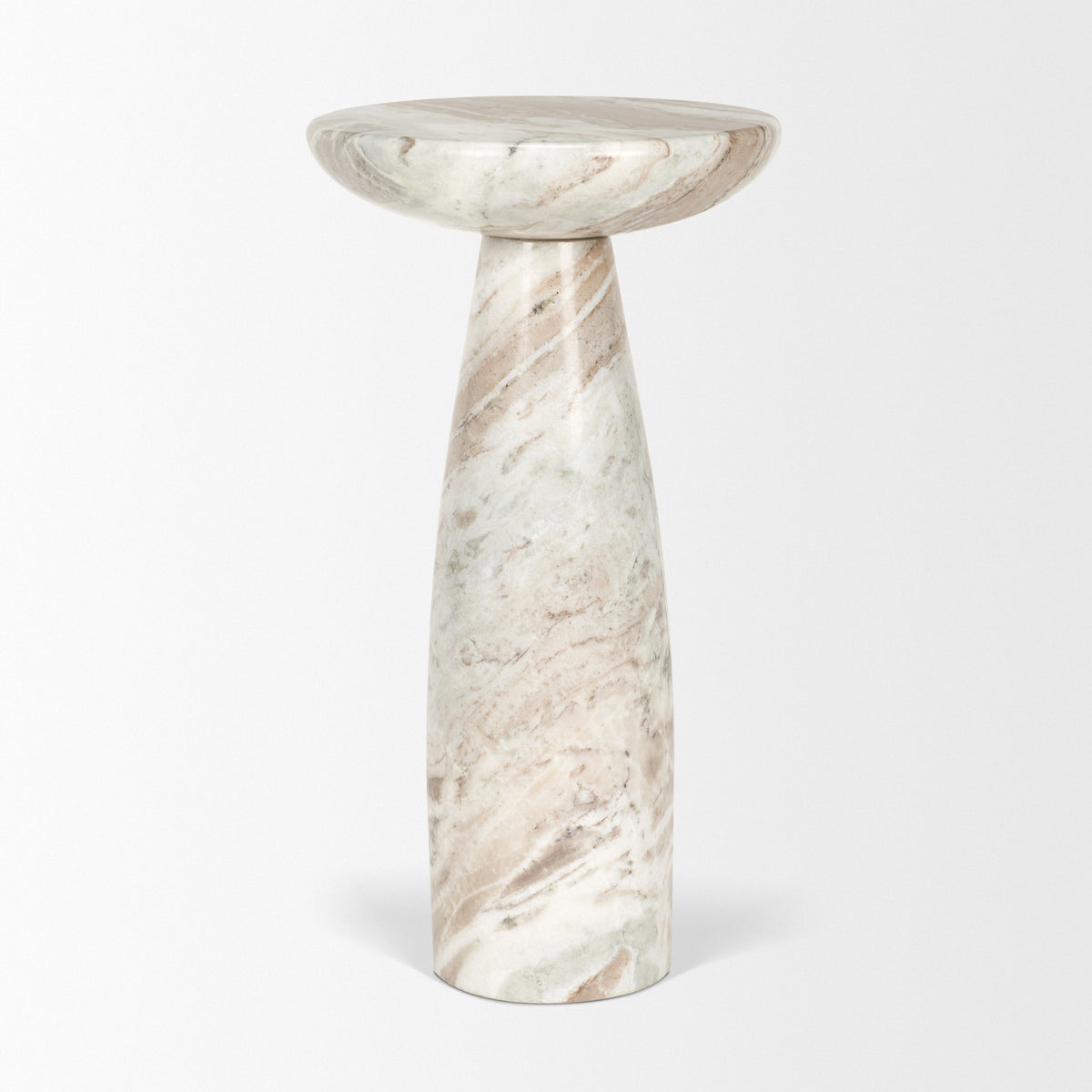 Bellancia Rosso Levanto Marble Pedastal Side Table-End and Side Tables-DECOROLALA