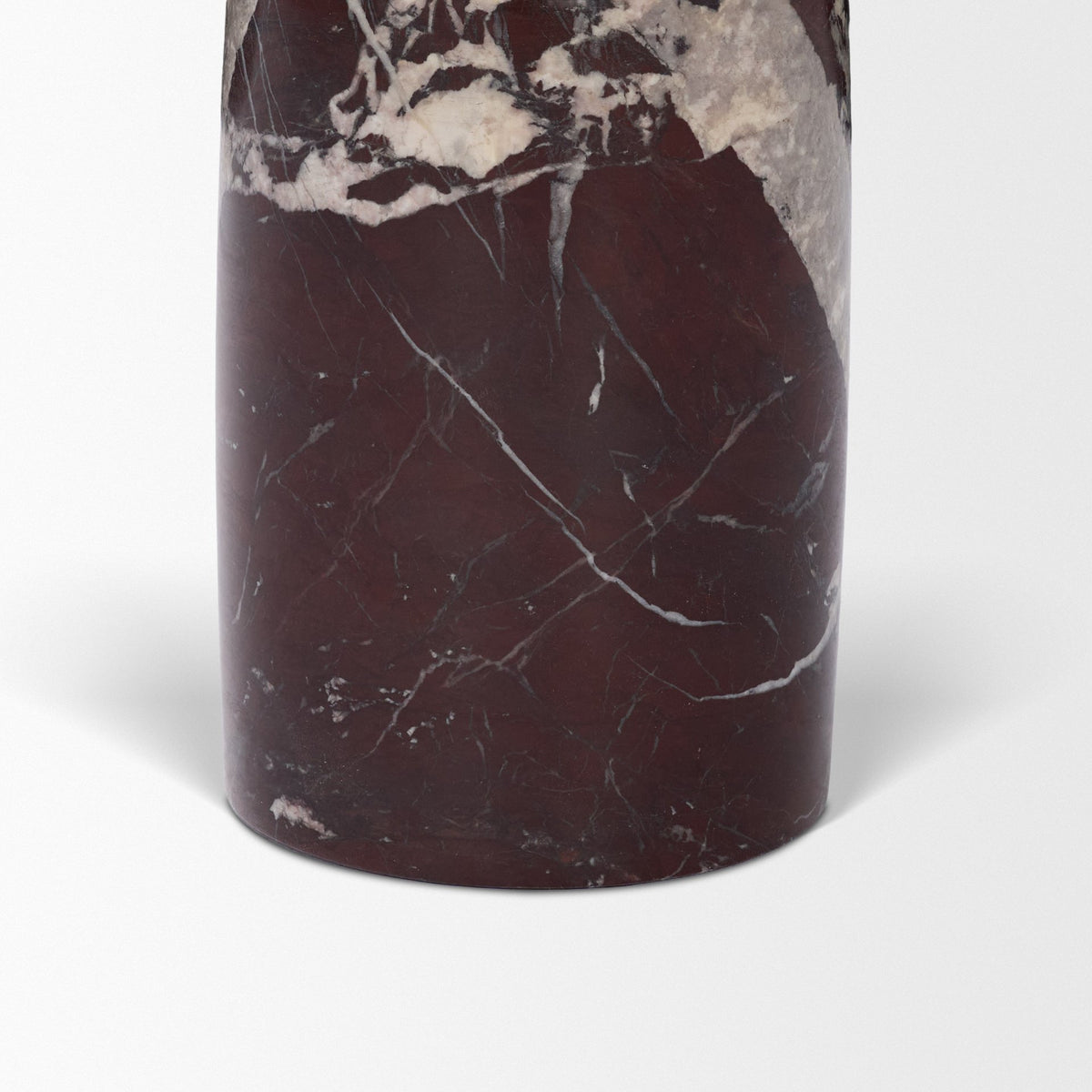 Bellancia Rosso Levanto Marble Pedastal Side Table-End and Side Tables-DECOROLALA