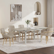 Bellaro Caspian 7-Piece Sintered Stone Dining Set - Cream-DECOROLALA
