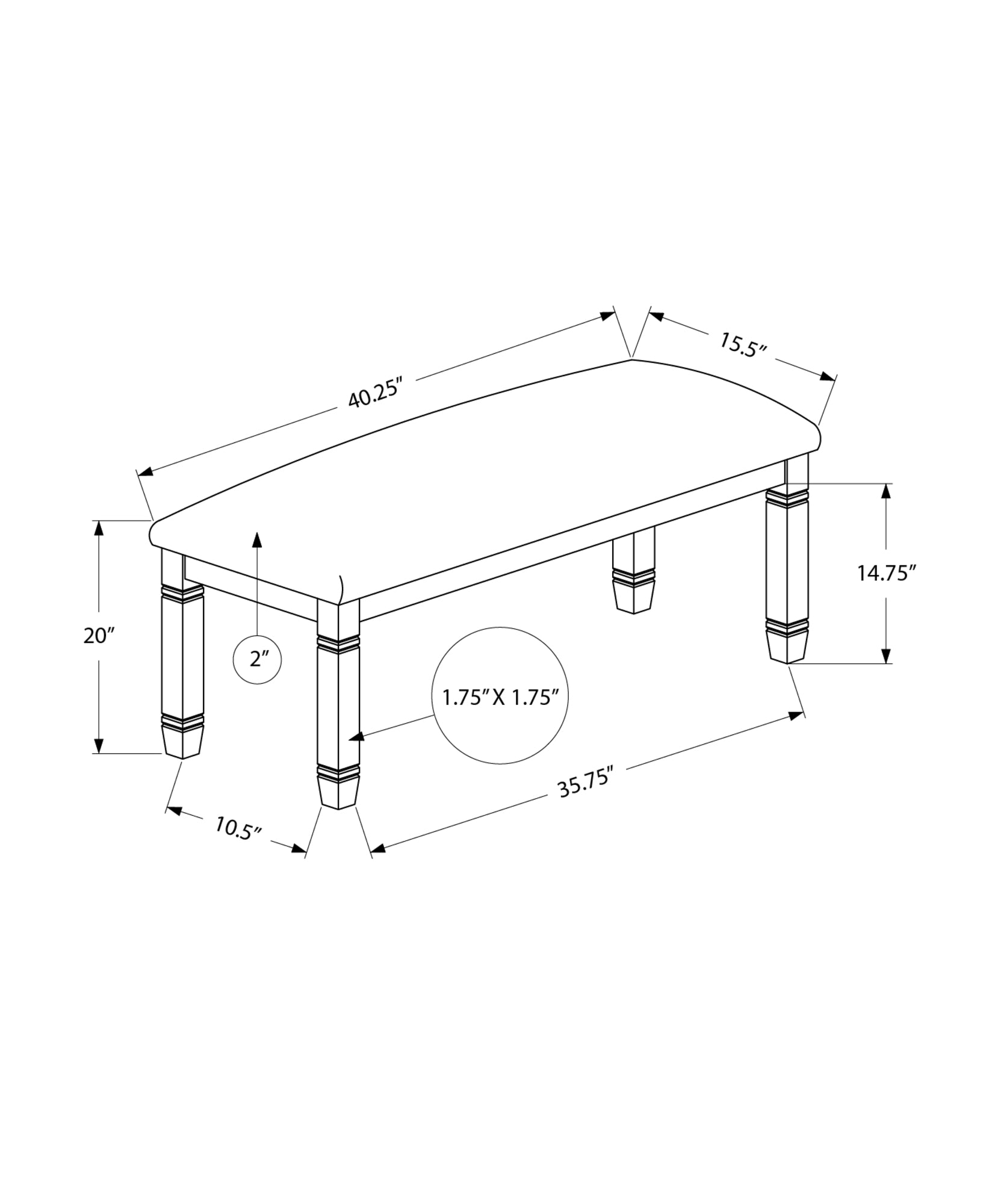 Bench - 41"L / Upholstered Grey Fabric-Bar Stools-DECOROLALA