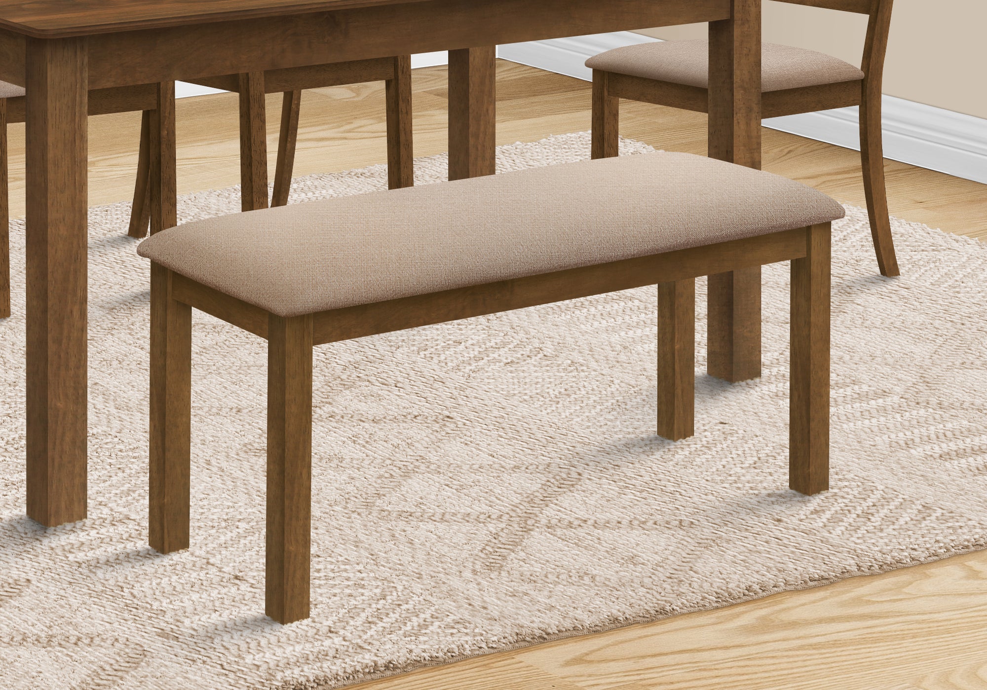 Bench - 42"L / Brown Walnut / Beige Fabric-Benches-DECOROLALA