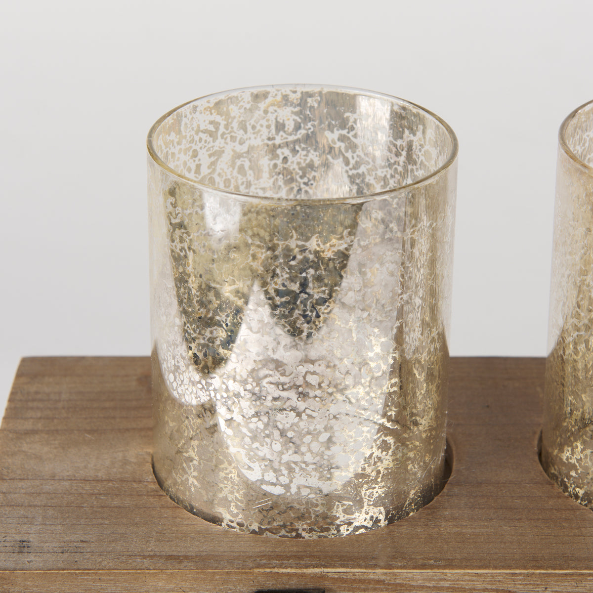 Benk Wood and Black Metal Five Cup Candle Holder-Table Candle Holders-DECOROLALA