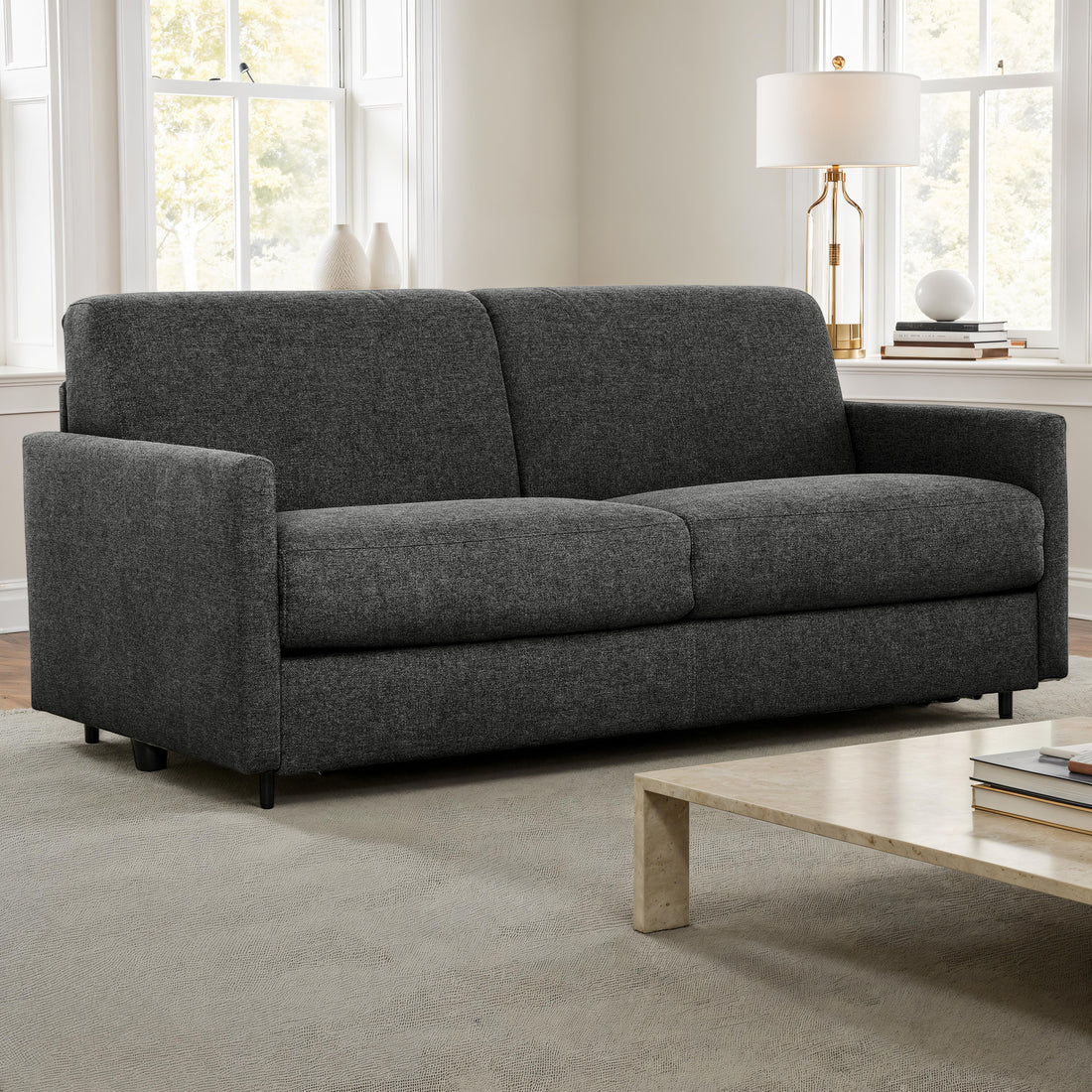 Bennett 70 in. Full Sofa Bed with Memory Foam Mattress - Graphite-Living Room-DECOROLALA
