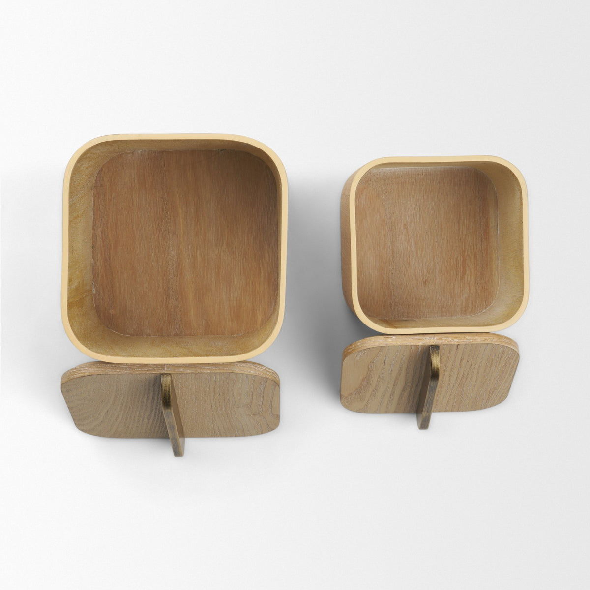 Benton White-Washed Wood w/ Brass Handle Decorative Box Set-Boxes-DECOROLALA