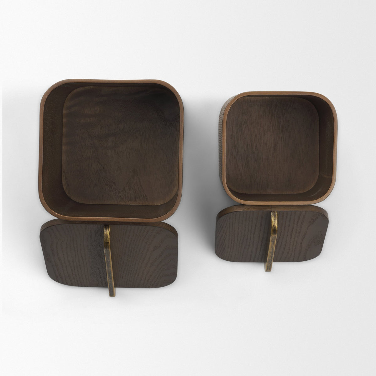 Benton White-Washed Wood w/ Brass Handle Decorative Box Set-Boxes-DECOROLALA