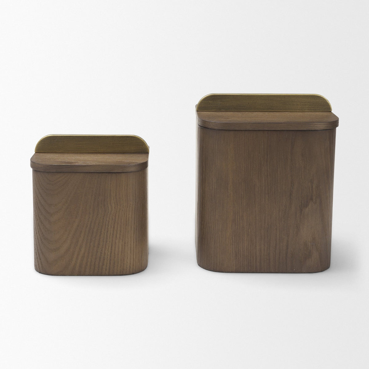 Benton White-Washed Wood w/ Brass Handle Decorative Box Set-Boxes-DECOROLALA