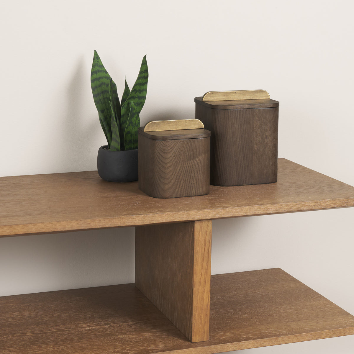 Benton White-Washed Wood Decorative Box Set with Brass Handles-Decorative Boxes-DECOROLALA