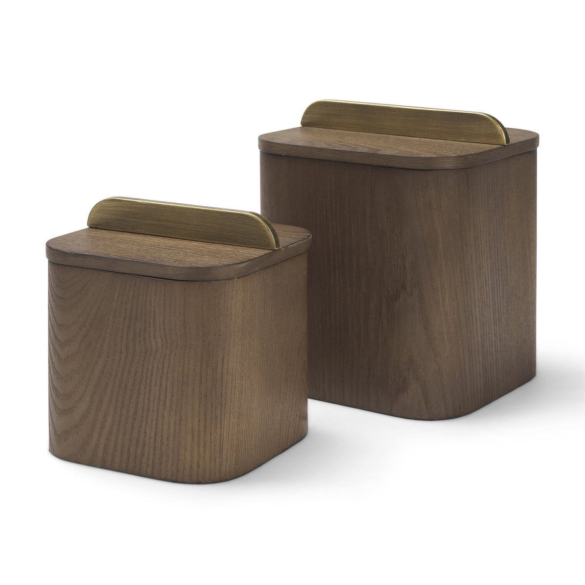 Benton White-Washed Wood Decorative Box Set with Brass Handles-Decorative Boxes-DECOROLALA