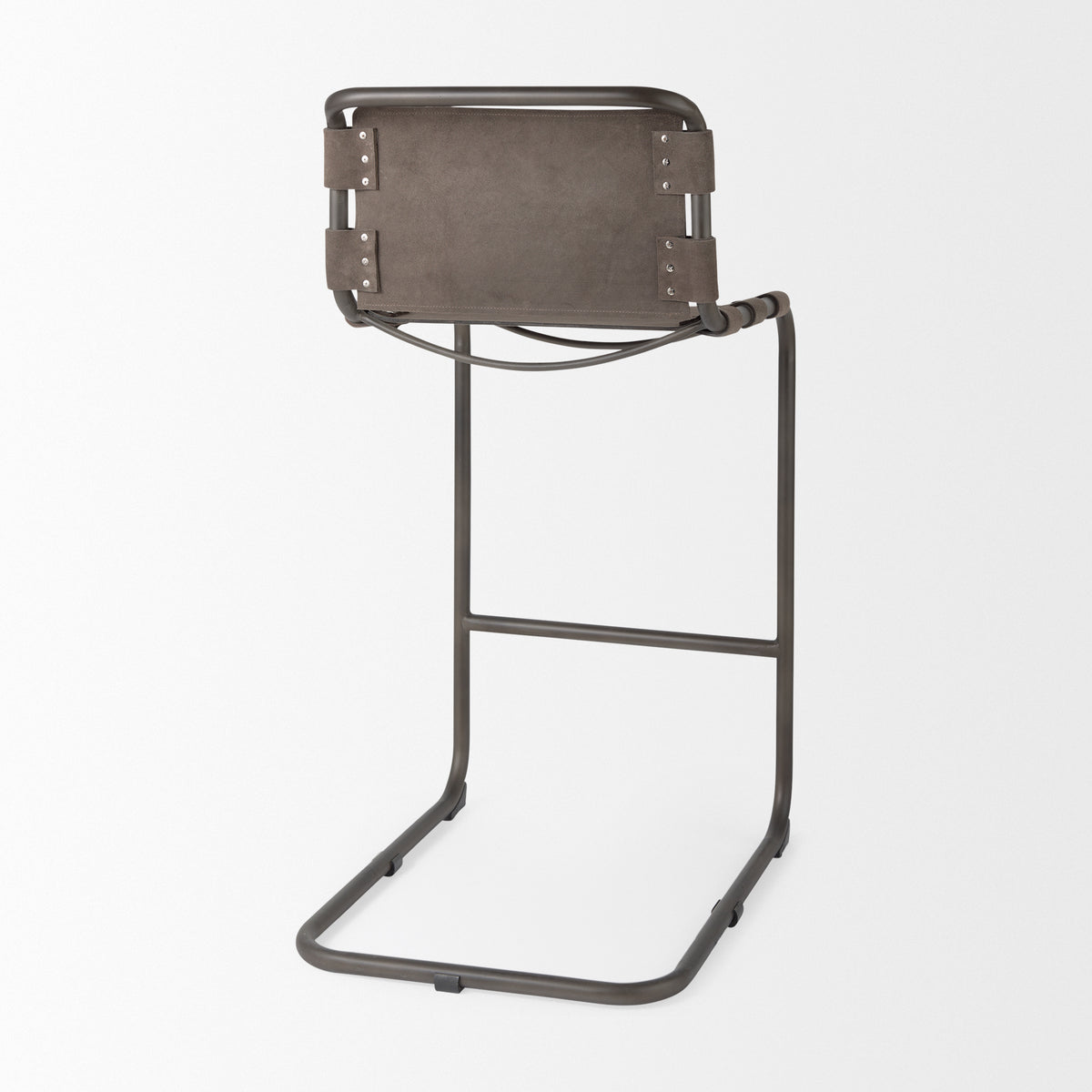 Berbick 43" Total Height Brown/Gray Suede w/ Iron Frame Bar Stool-Bar Stools-DECOROLALA