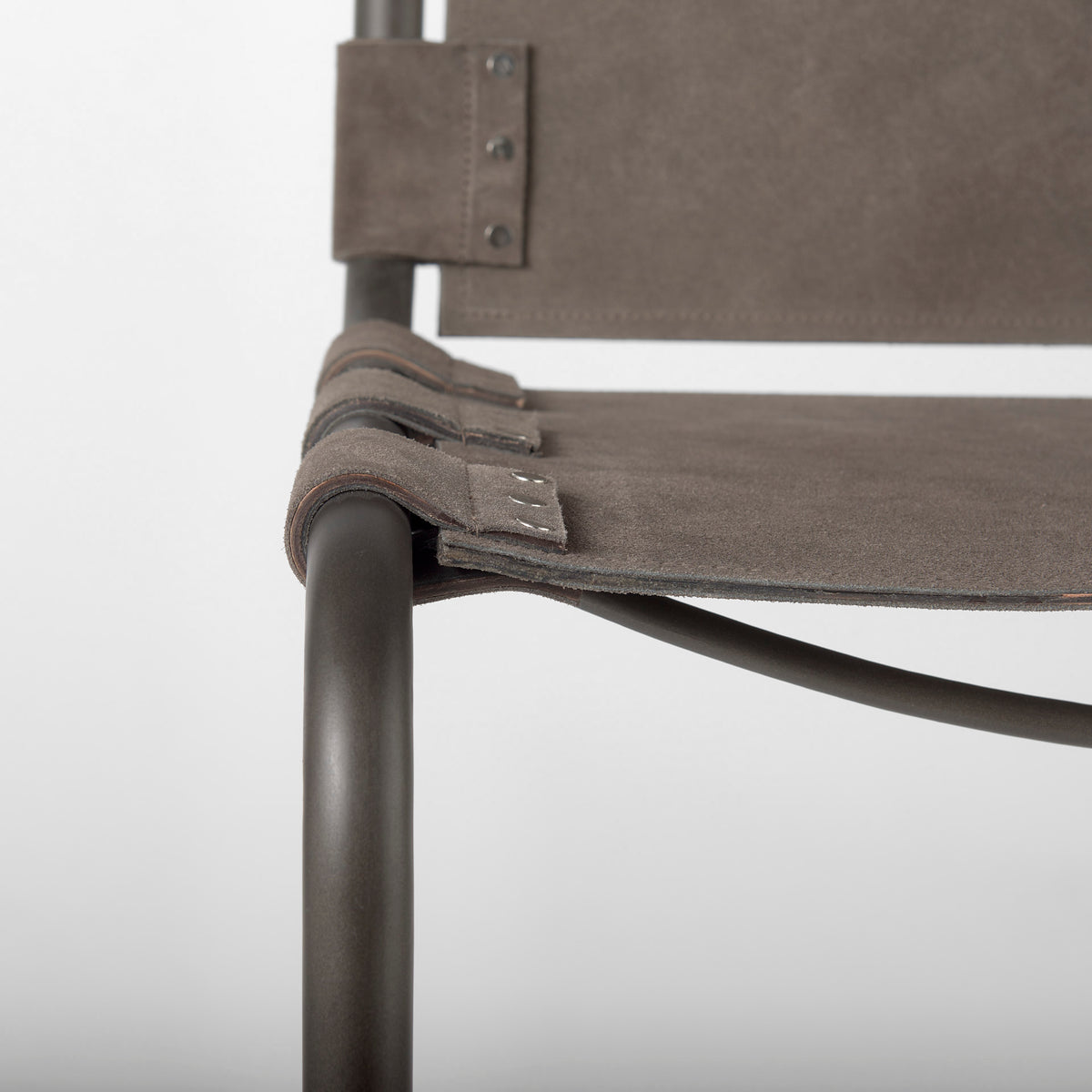 Berbick 43" Total Height Brown/Gray Suede w/ Iron Frame Bar Stool-Bar Stools-DECOROLALA
