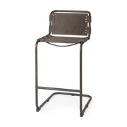 Berbick 43" Total Height Brown/Gray Suede w/ Iron Frame Bar Stool-Bar Stools-DECOROLALA