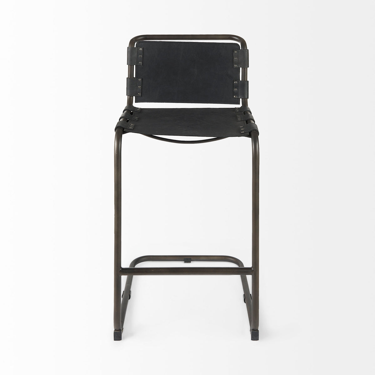 Berbick 43" Total Height Leather w/ Iron Frame Bar Stool-Bar Stools-DECOROLALA