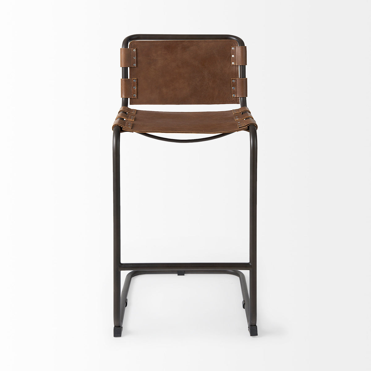 Berbick 43" Total Height Leather w/ Iron Frame Bar Stool-Bar Stools-DECOROLALA