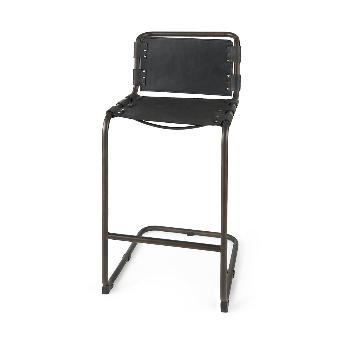 Berbick 43" Total Height Leather w/ Iron Frame Bar Stool-Bar Stools-DECOROLALA
