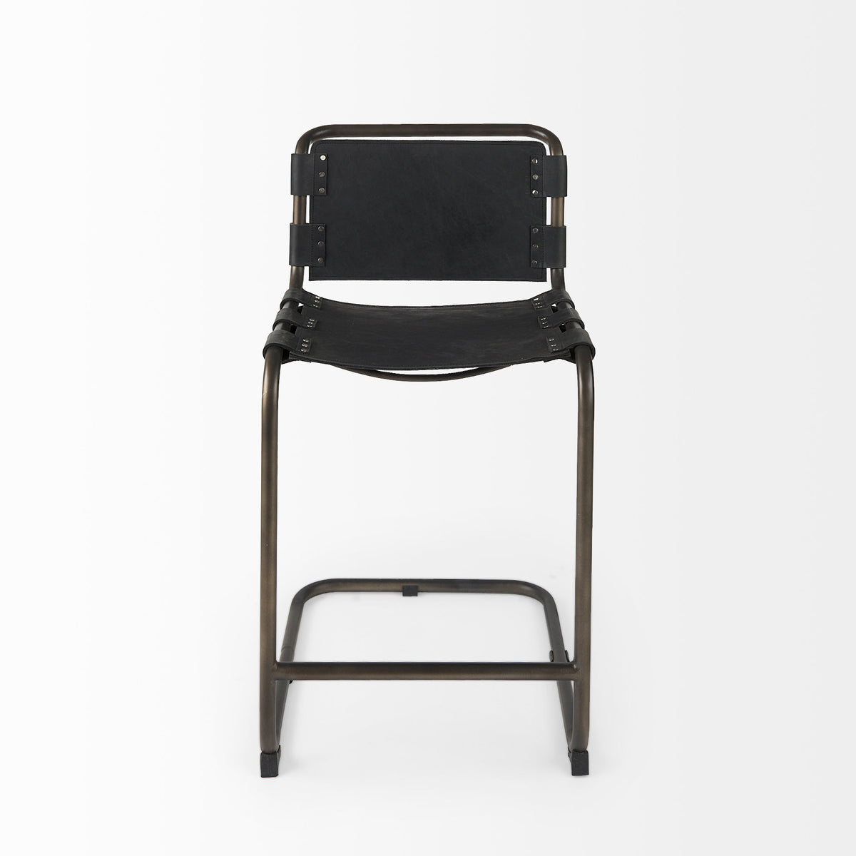 Berbick 20.5 x 24.75 x 39 Medium Leather W/ Iron Frame Counter Stool-Bar Stools-DECOROLALA