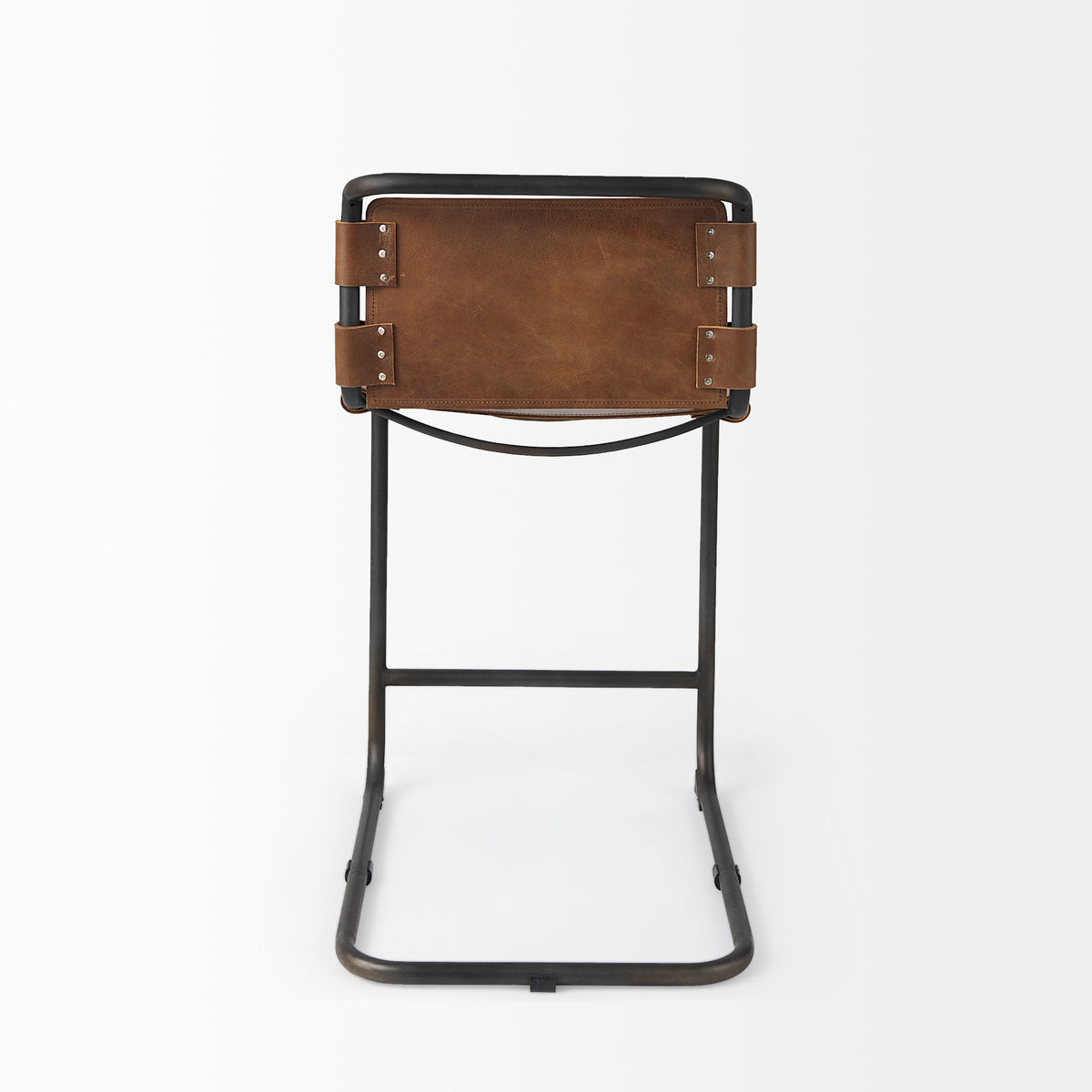 Berbick 20.5 x 24.75 x 39 Medium Leather W/ Iron Frame Counter Stool-Bar Stools-DECOROLALA
