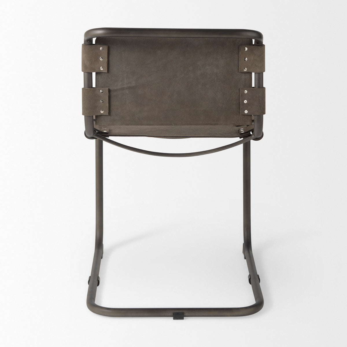 Berbick Open Back Dining Side Chair | Leather w/ Iron-Dining Chairs-DECOROLALA