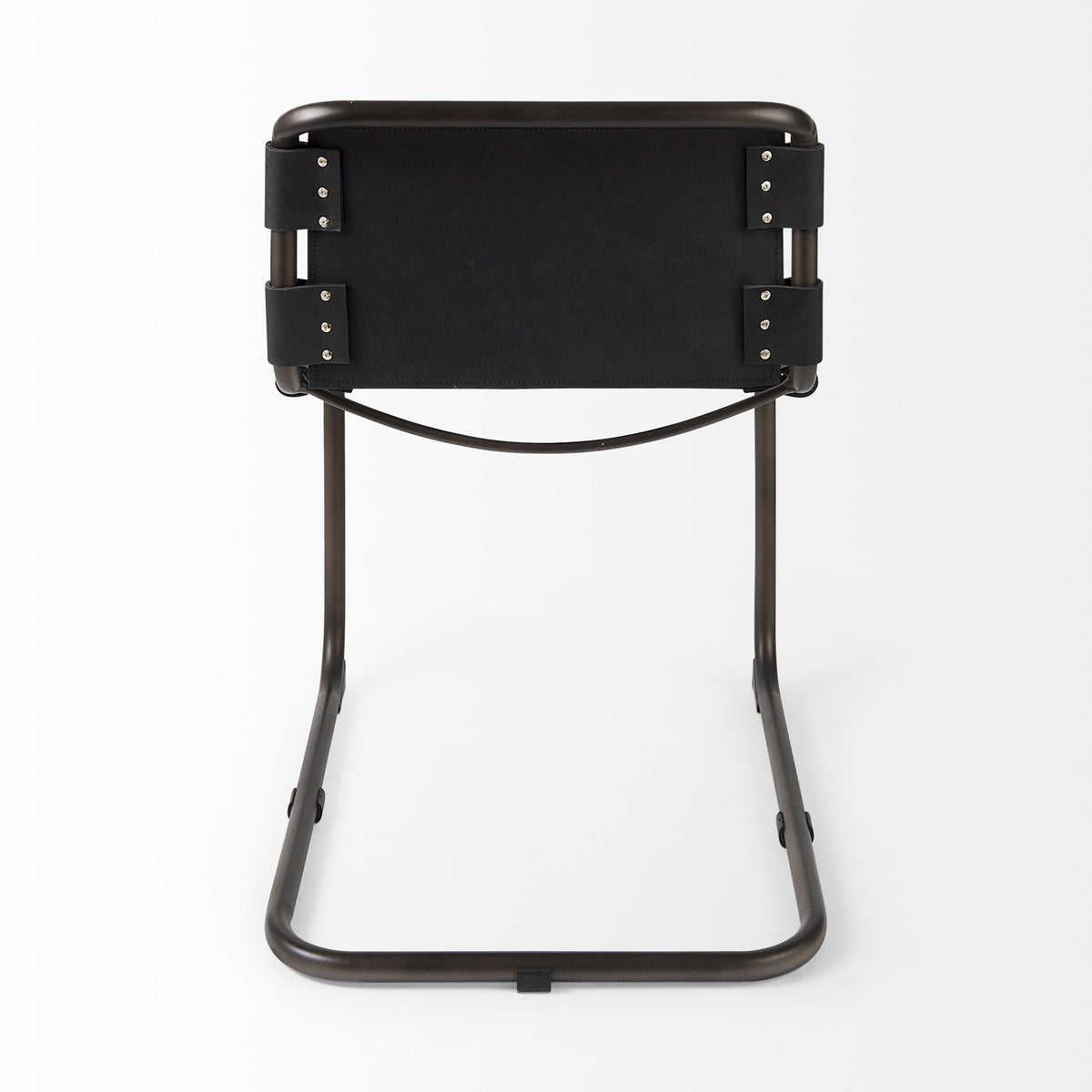 Berbick Open Back Dining Side Chair | Leather w/ Iron-Dining Chairs-DECOROLALA