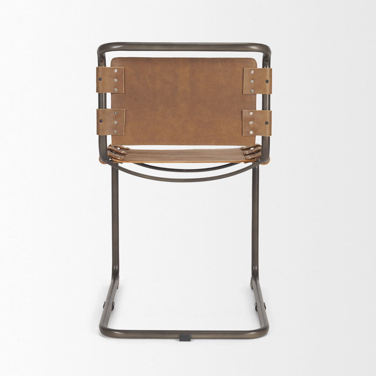 Berbick Open Back Dining Side Chair | Leather w/ Iron-Dining Chairs-DECOROLALA