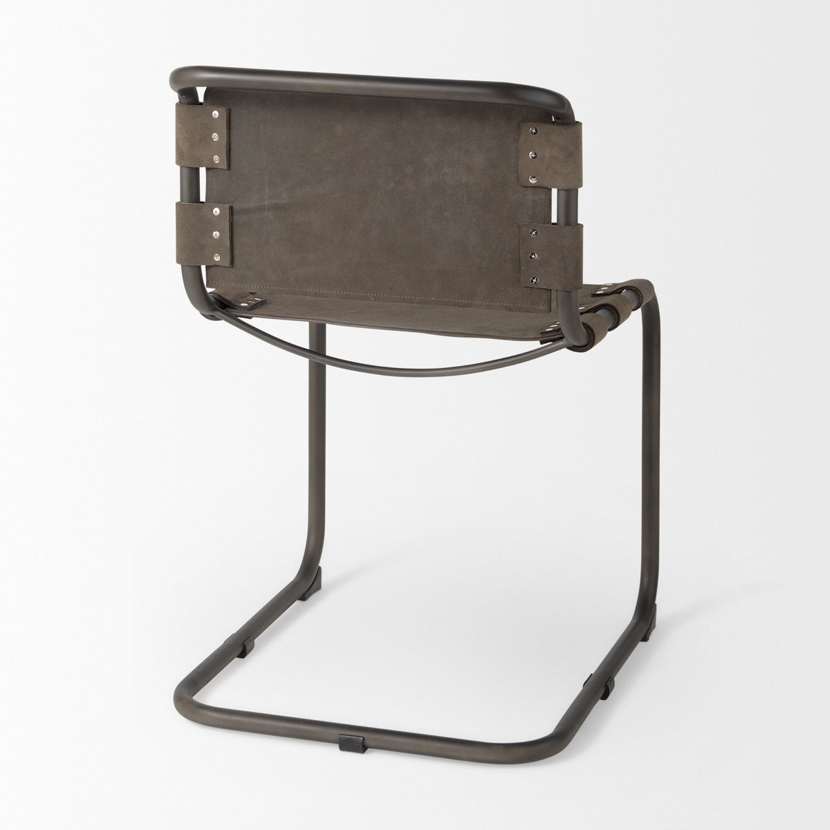 Berbick Open Back Dining Side Chair | Leather w/ Iron-Dining Chairs-DECOROLALA
