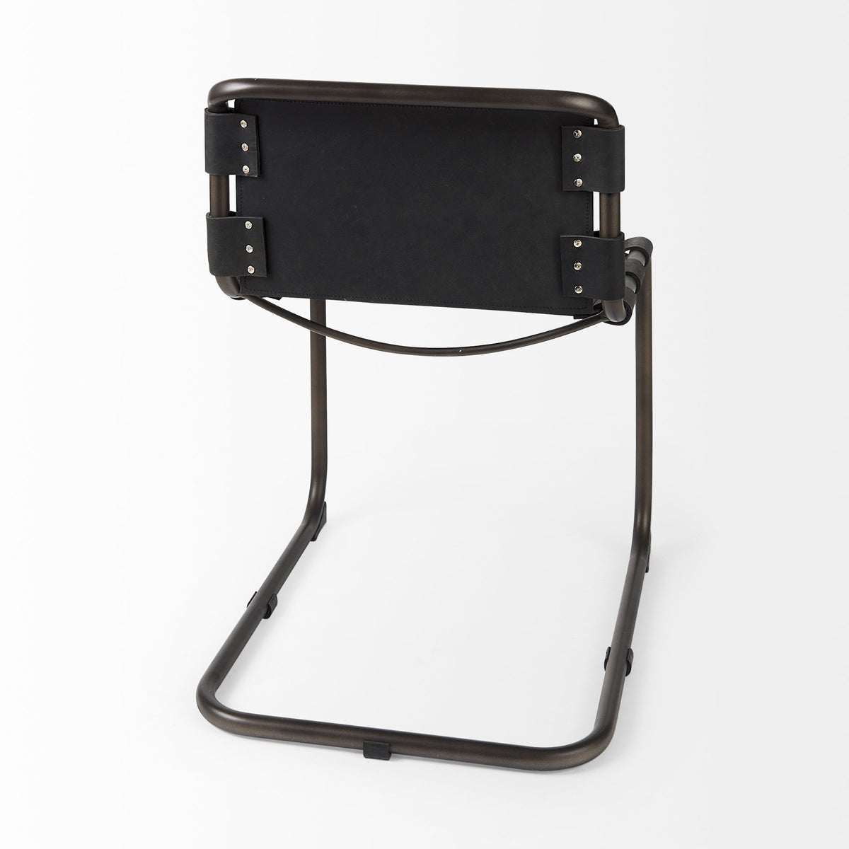 Berbick Open Back Dining Side Chair | Leather w/ Iron-Dining Chairs-DECOROLALA