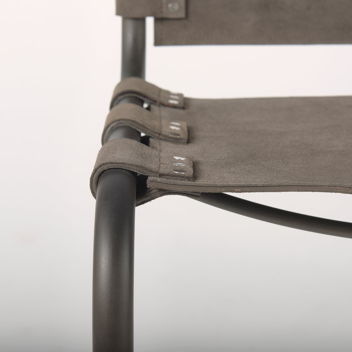 Berbick Open Back Dining Side Chair | Leather w/ Iron-Dining Chairs-DECOROLALA