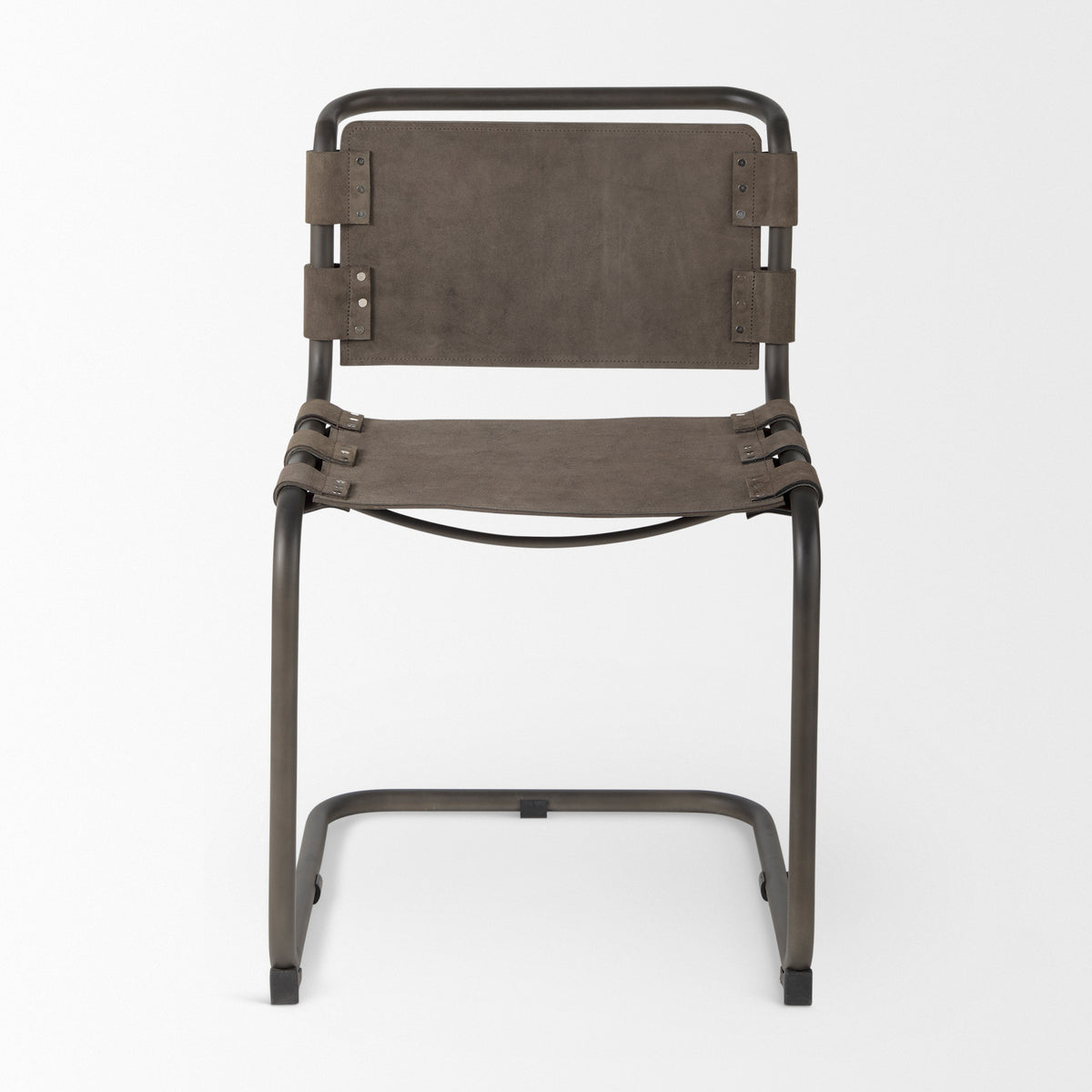 Berbick Open Back Dining Side Chair | Leather w/ Iron-Dining Chairs-DECOROLALA
