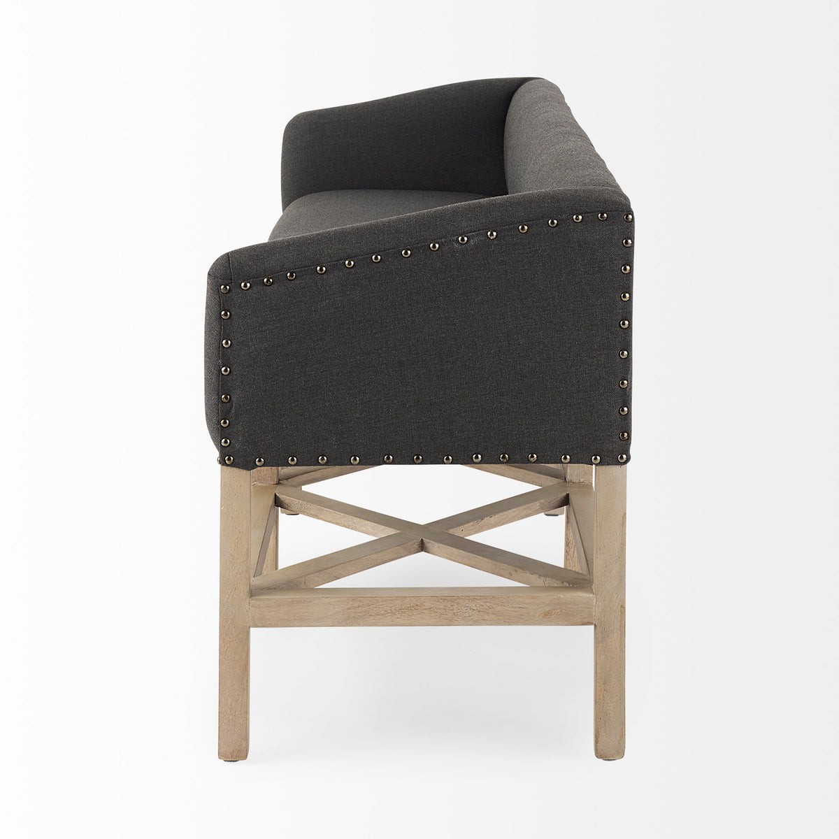 Bergen 60L x 19W Fabric Covered Seat W/Brown Wood Frame Accent Bench-Benches-DECOROLALA
