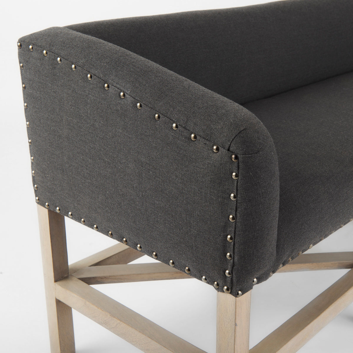 Bergen 60L x 19W Fabric Covered Seat W/Brown Wood Frame Accent Bench-Benches-DECOROLALA
