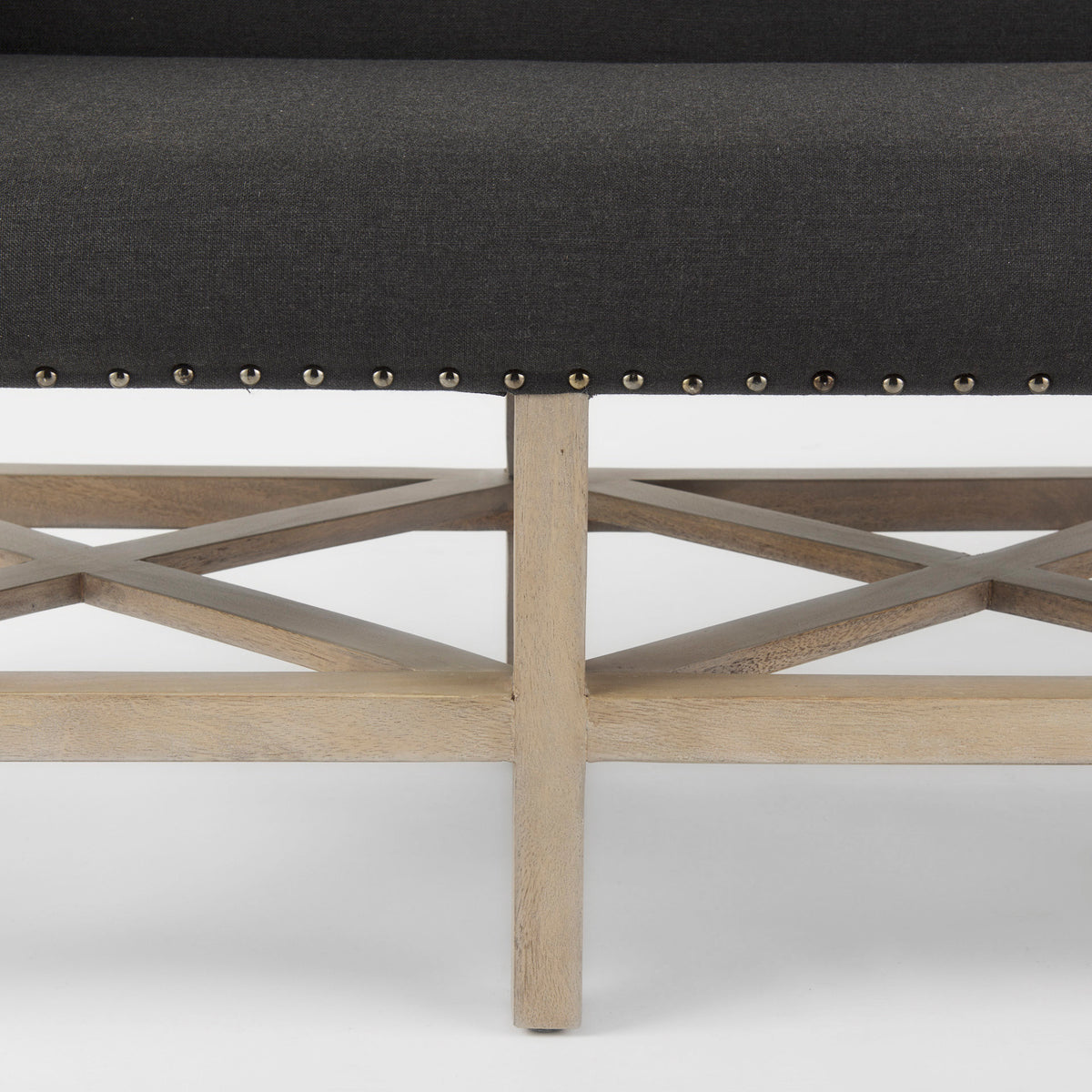Bergen 60L x 19W Fabric Covered Seat W/Brown Wood Frame Accent Bench-Benches-DECOROLALA