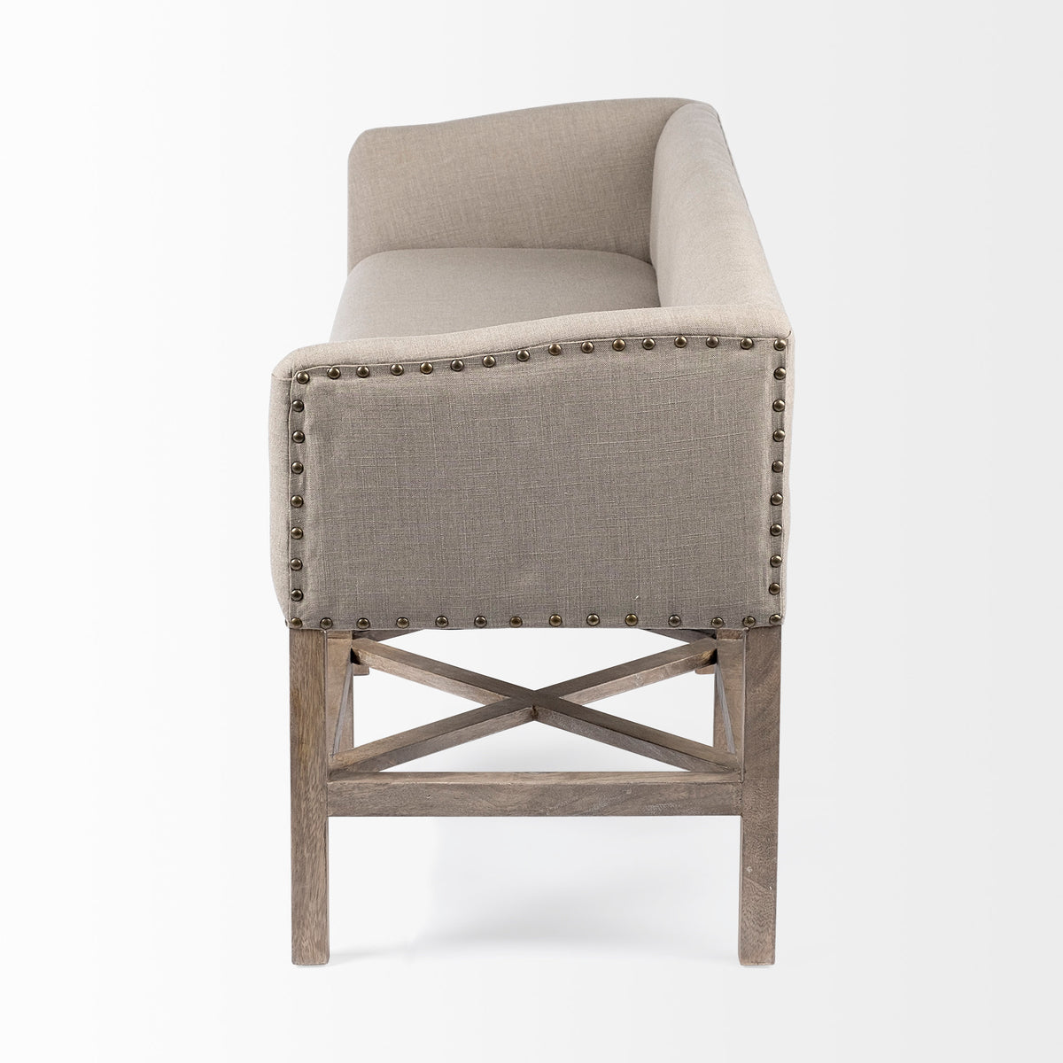 Bergen 60L x 19W Fabric Covered Seat W/Brown Wood Frame Accent Bench-Benches-DECOROLALA