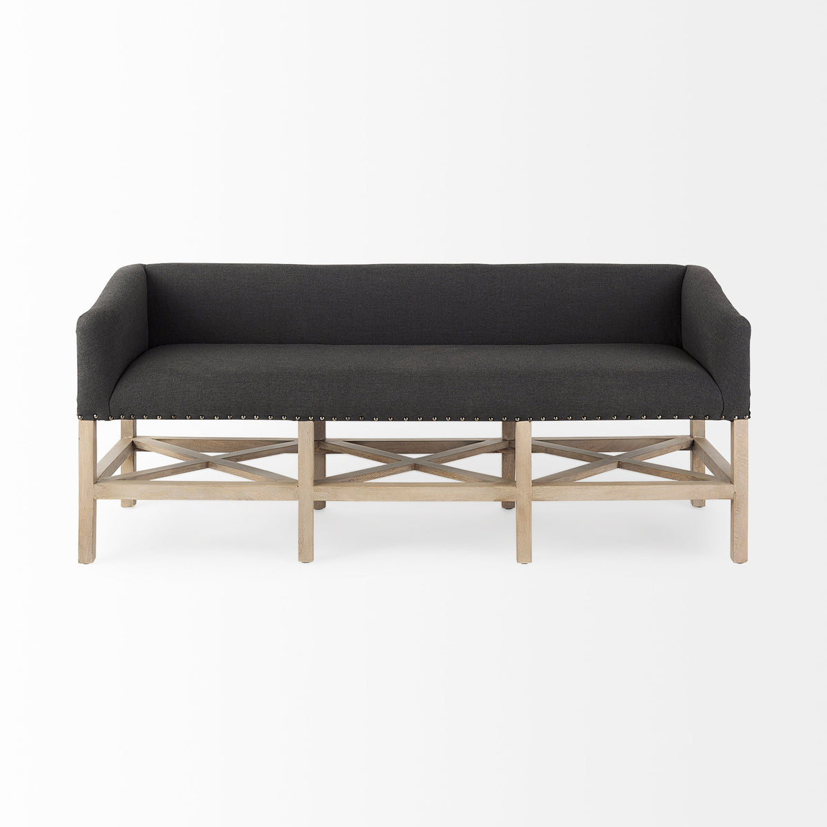 Bergen 60L x 19W Fabric Covered Seat W/Brown Wood Frame Accent Bench-Benches-DECOROLALA