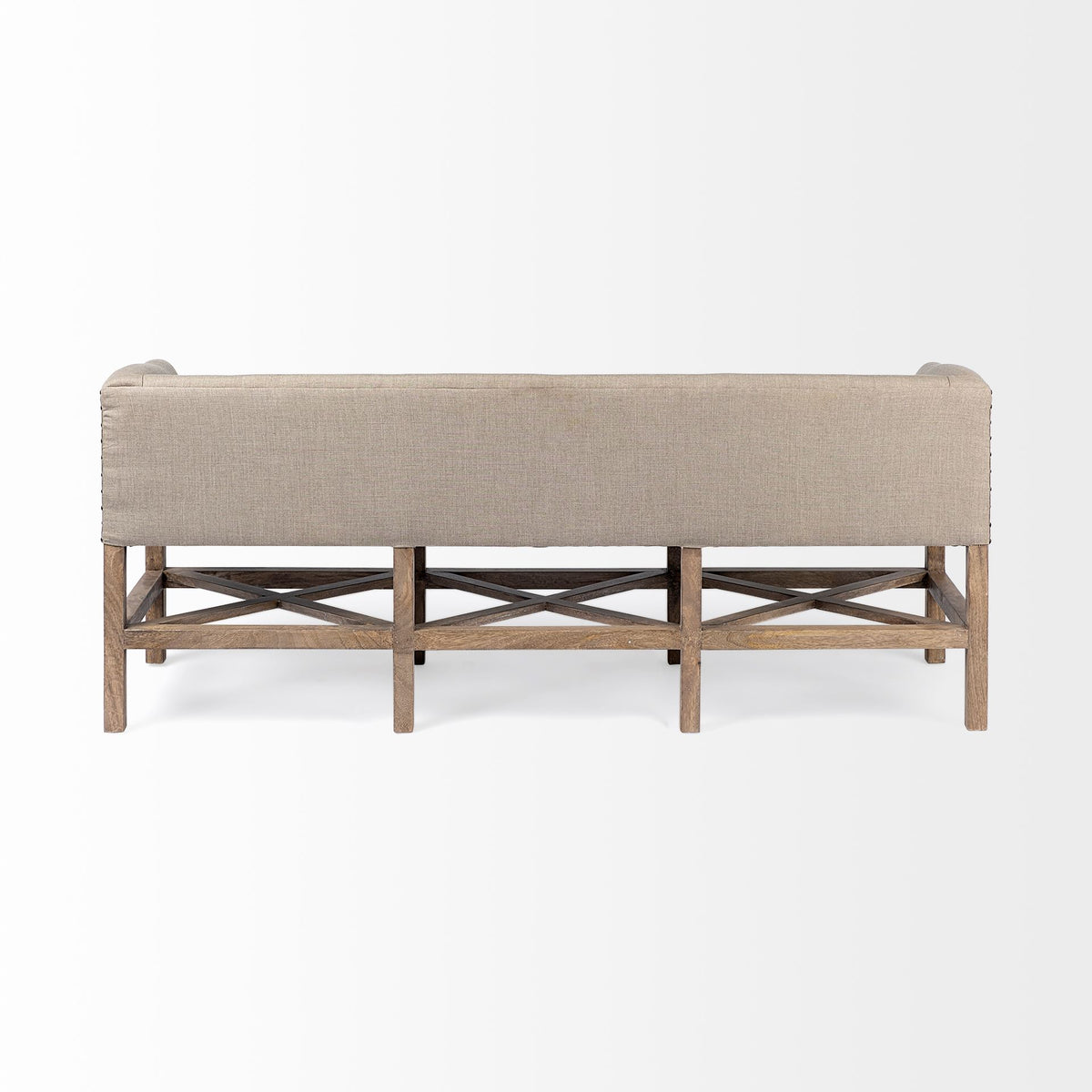 Bergen 60L x 19W Fabric Covered Seat W/Brown Wood Frame Accent Bench-Benches-DECOROLALA