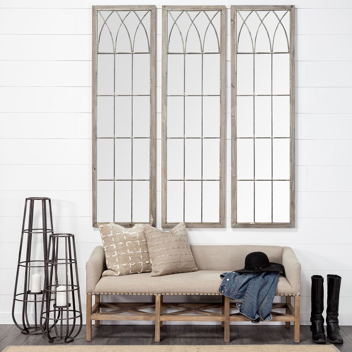Bergen Fabric Upholstered Bench - Brown Wood Frame-Benches-DECOROLALA