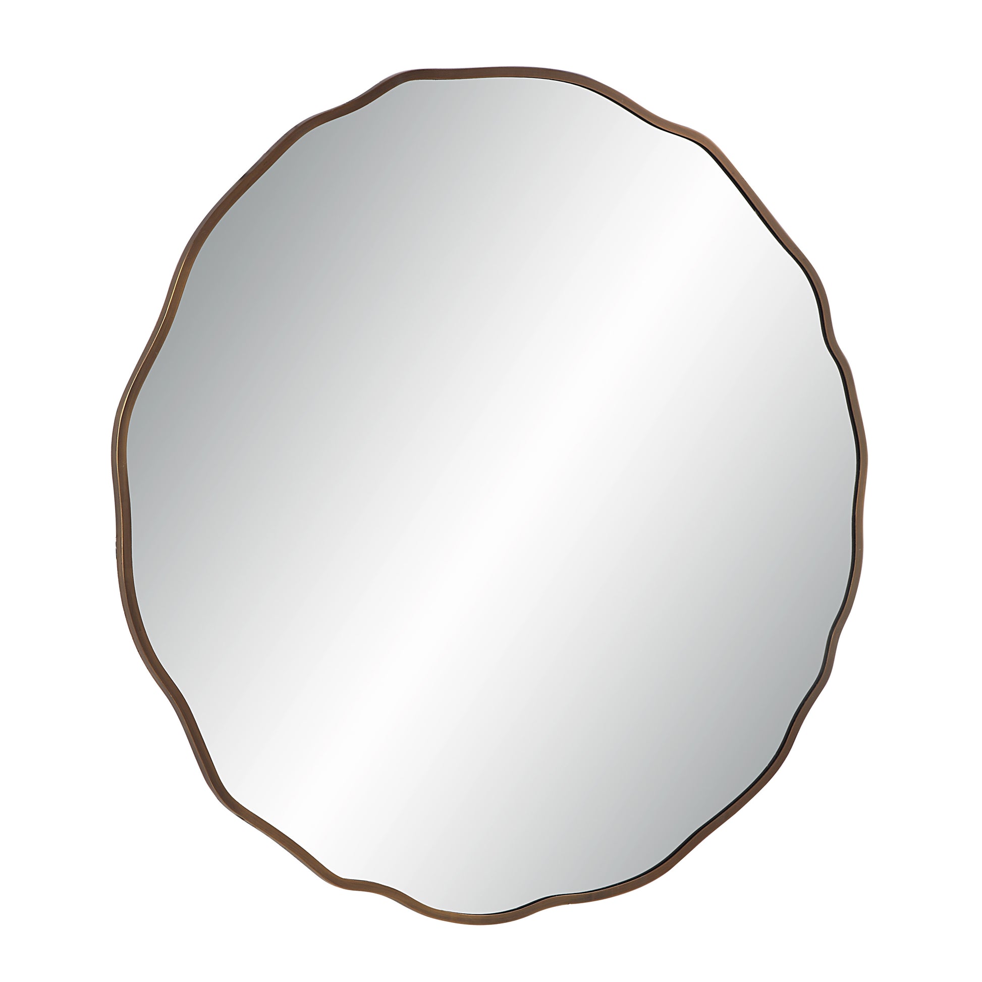 Bern 40" Tall Round Irregular Mirror, Antique Brushed Brass-Mirror-DECOROLALA