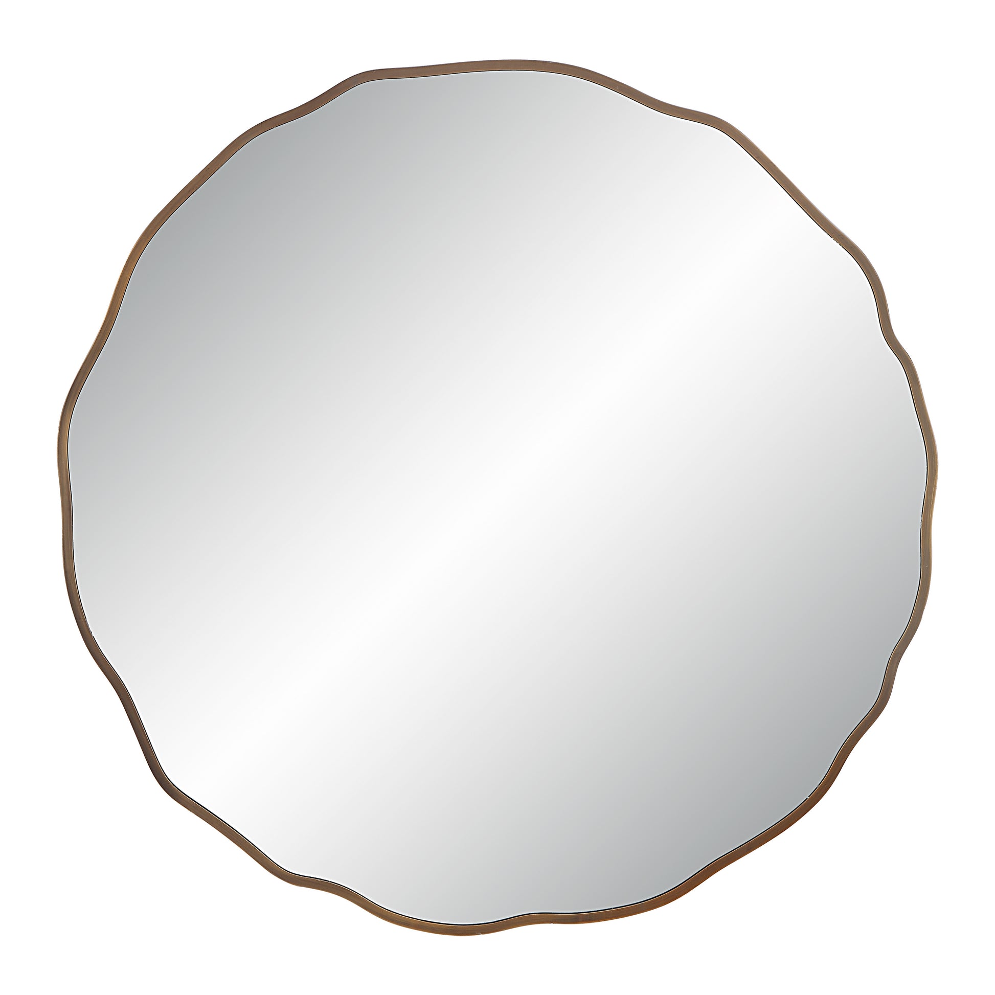 Bern 40" Tall Round Irregular Mirror, Antique Brushed Brass-Mirror-DECOROLALA