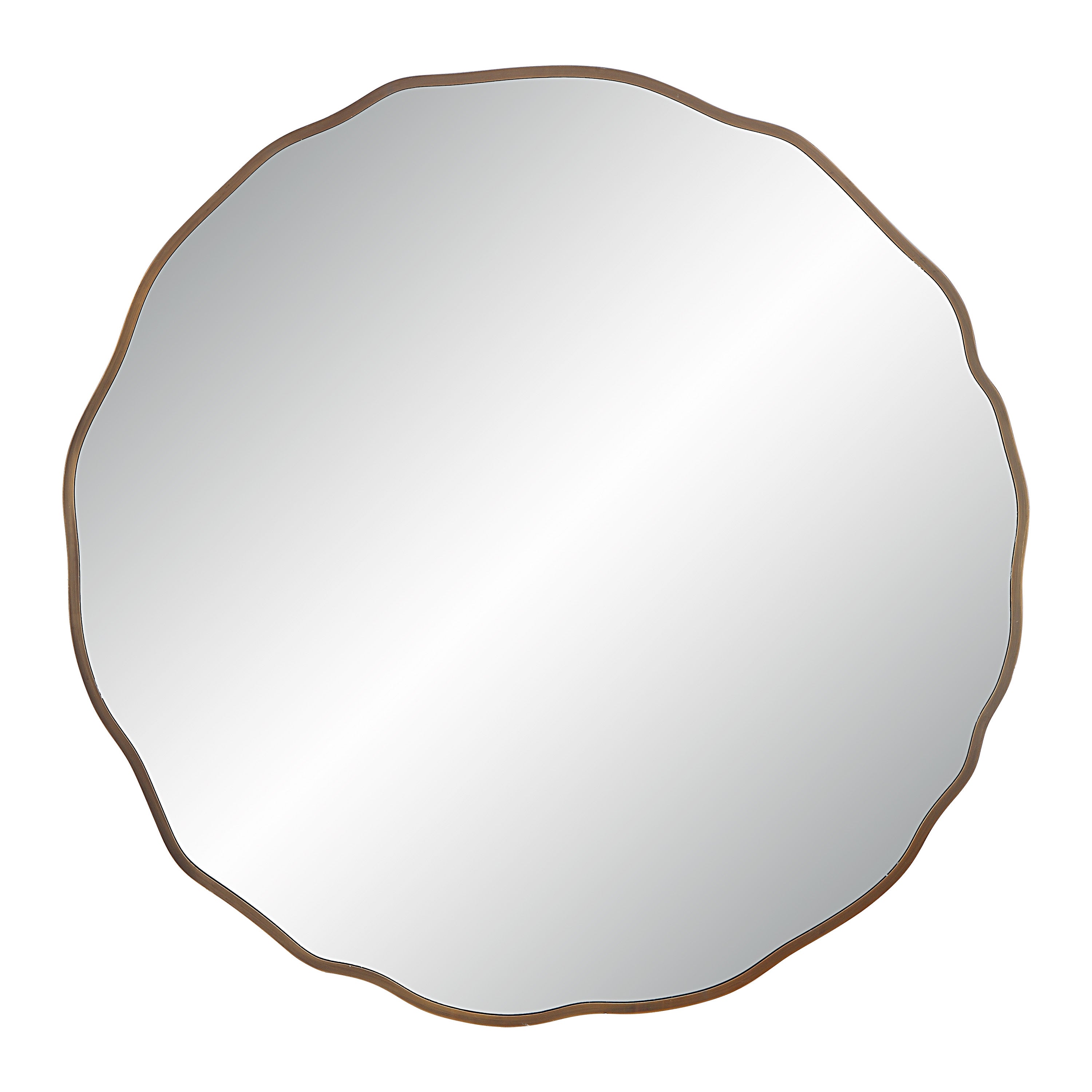 Bern 40" Tall Round Irregular Mirror, Antique Brushed Brass-Mirror-DECOROLALA
