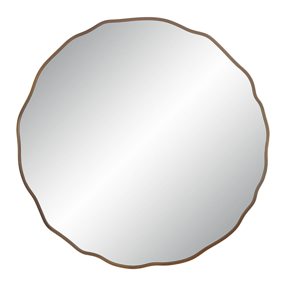 Bern 40" Tall Round Irregular Mirror, Antique Brushed Brass-Mirrors-DECOROLALA