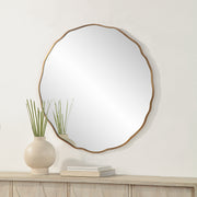 Bern 40" Tall Round Irregular Mirror, Antique Brushed Brass-Mirrors-DECOROLALA
