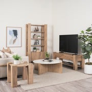 Beth Light Brown Wood Square Accent Table-Accent Tables-DECOROLALA