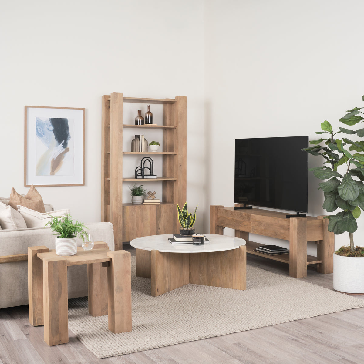 Beth Light Brown Wood Square Accent Table-Accent Tables-DECOROLALA