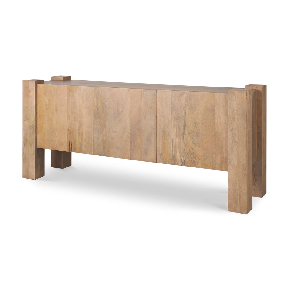 Beth Light Brown Wood w/ 3 Doors Sideboard-Sideboards & Buffets-DECOROLALA