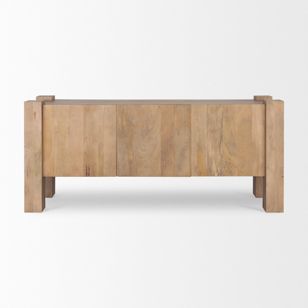 Beth Light Brown Wood w/ 3 Doors Sideboard-Sideboards & Buffets-DECOROLALA